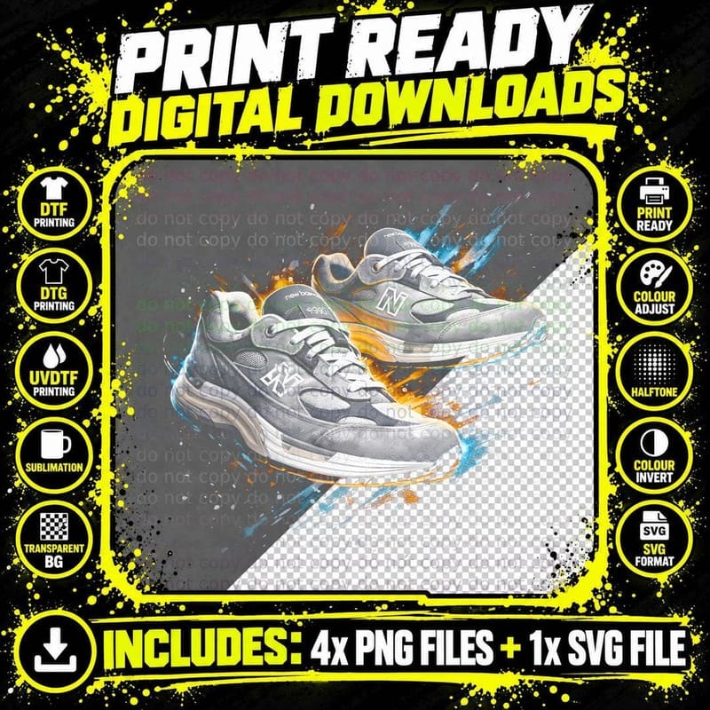Colorblock Runner Shoe T-Shirt, Halftone Sneaker Art Png SVG Digital Bundle