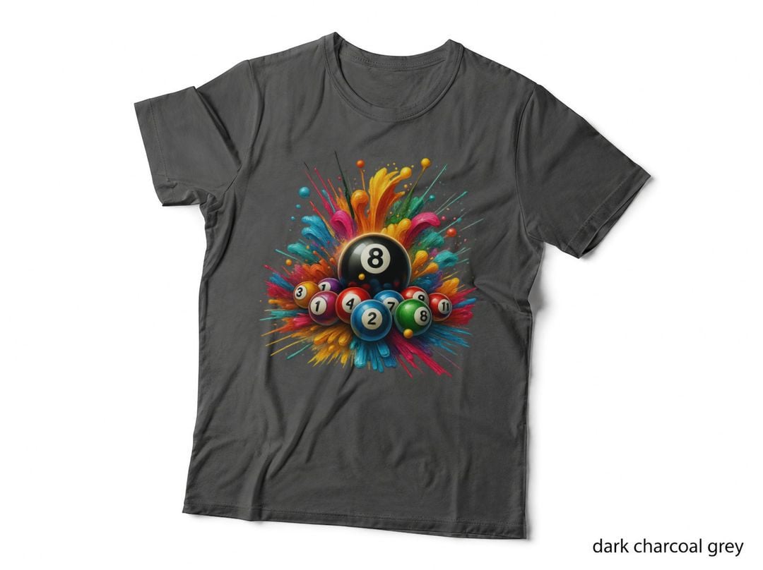 Colorful Billiard Balls Burst Billiards T-Shirt, Billiards Graphic Tee
