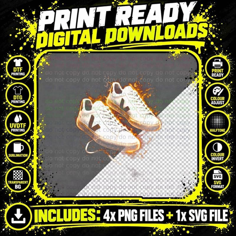Contrast High Top Shoe T-Shirt, Halftone Sneaker Art Png SVG Digital Bundle