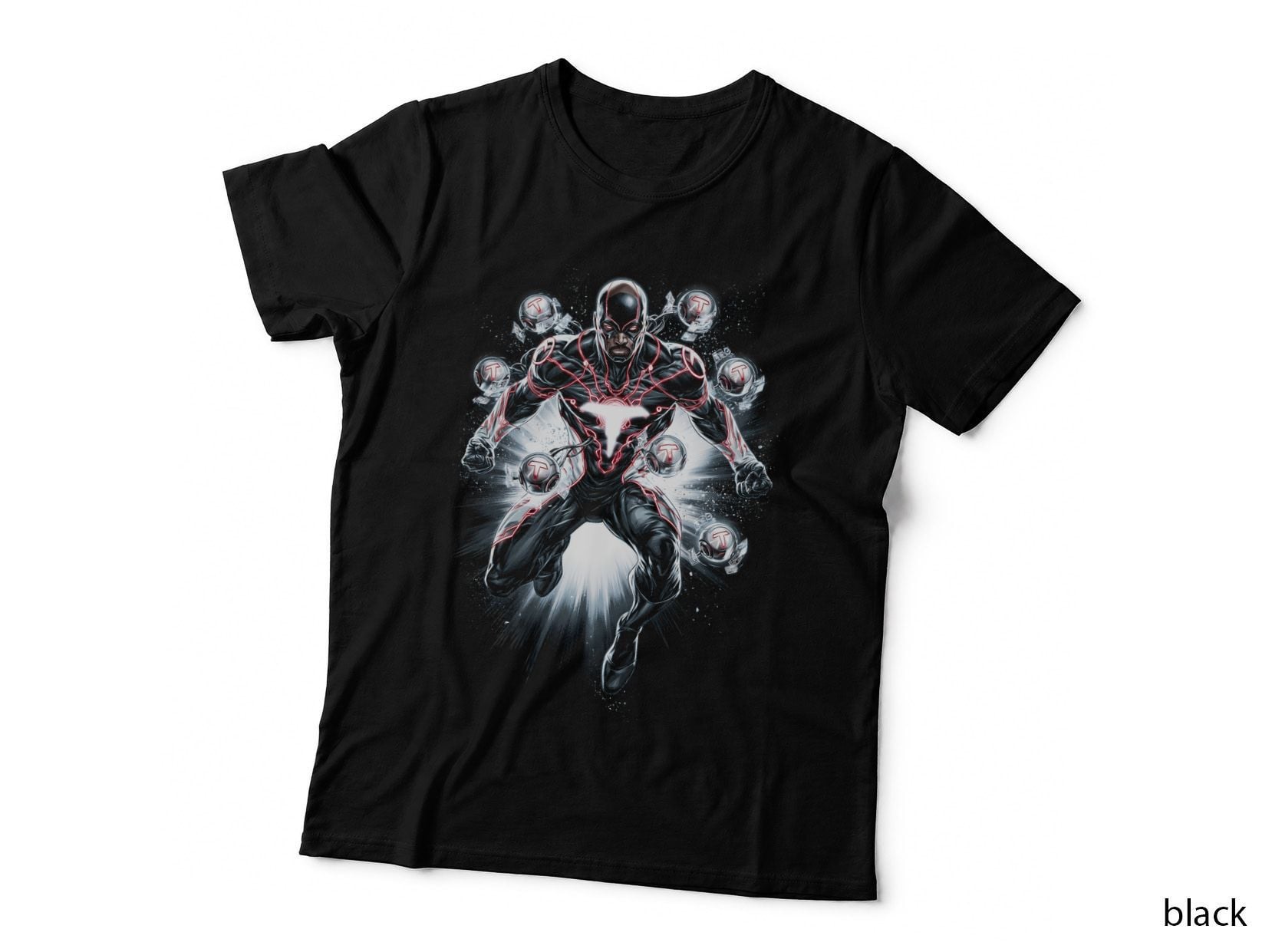 Cyborg T-Shirt, Halftone Tech Rifle Cyborg Graphic Tee, Comic Book Shirt