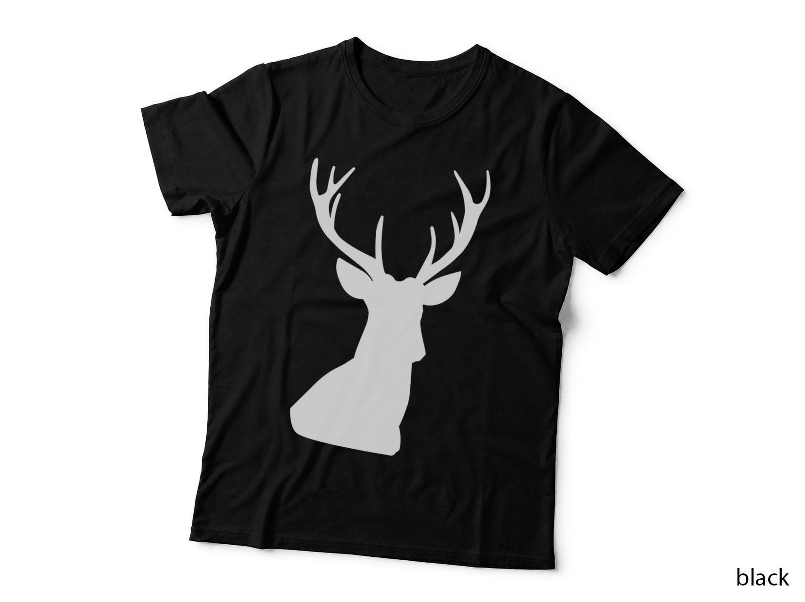 Deer Head Silhouette Art T-Shirt, Trendy Graphic Tee, Cool Design Shirt
