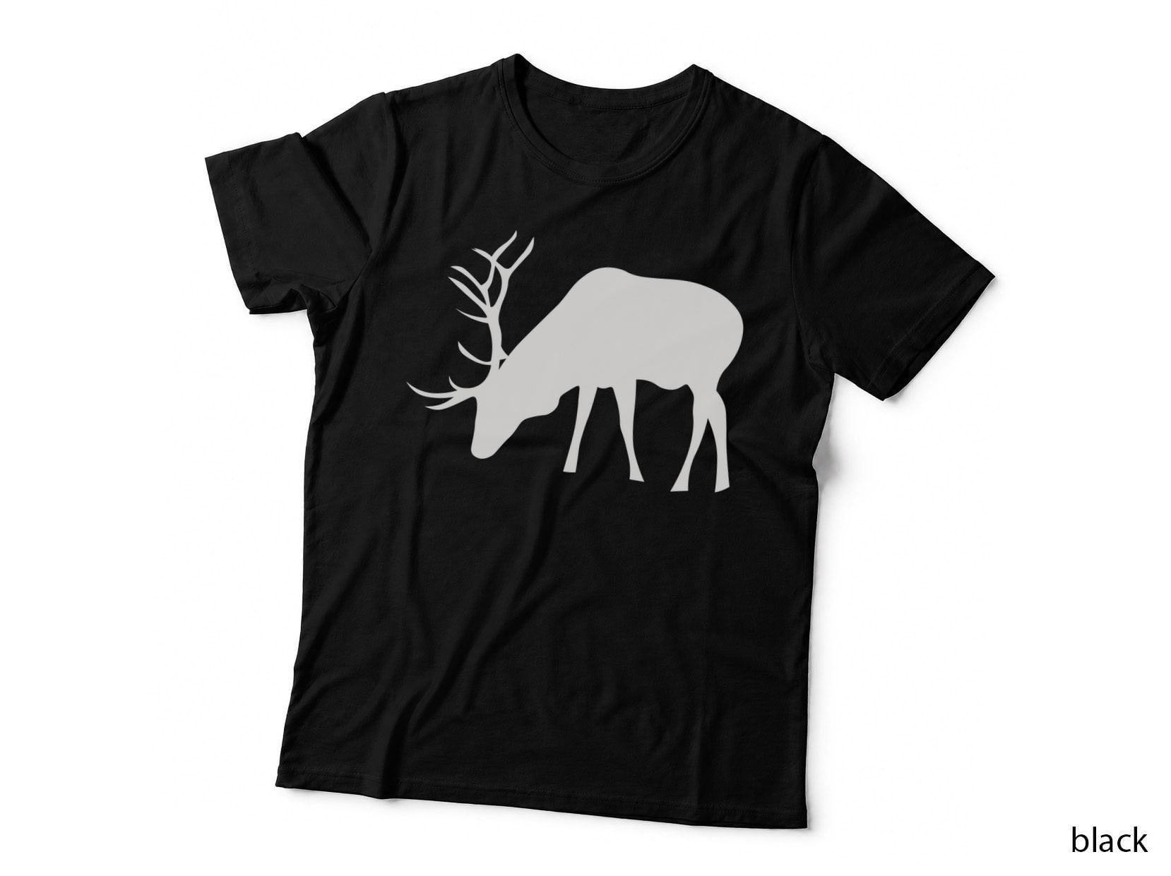 Deer Silhouette Grazing T-Shirt, Trendy Graphic Tee, Novelty Gift Shirt