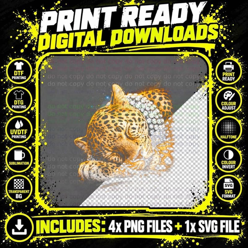 Diamond Collar Leopard T-Shirt, Halftone Old Money Png SVG Digital Bundle