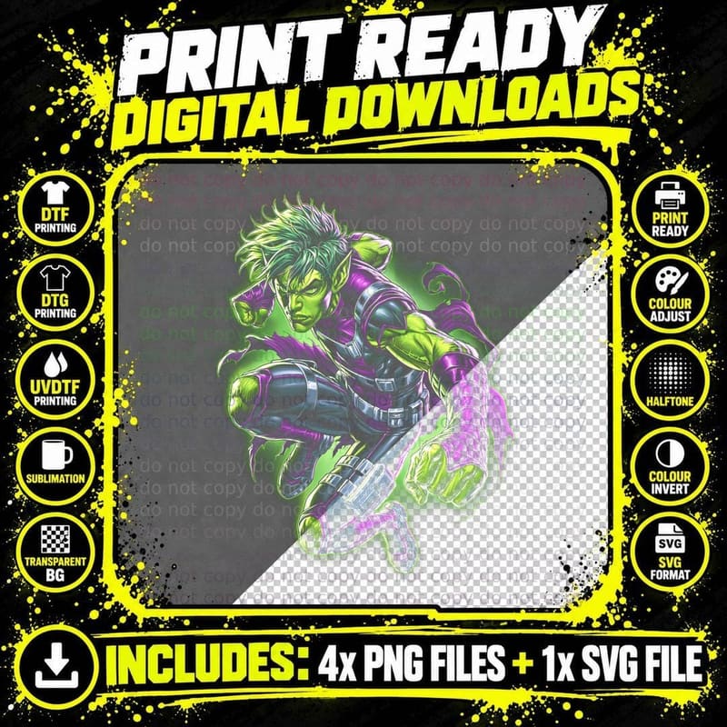 Electric Hero T-Shirt, Halftone Lightning Blonde Hero Png SVG Digital Bundle