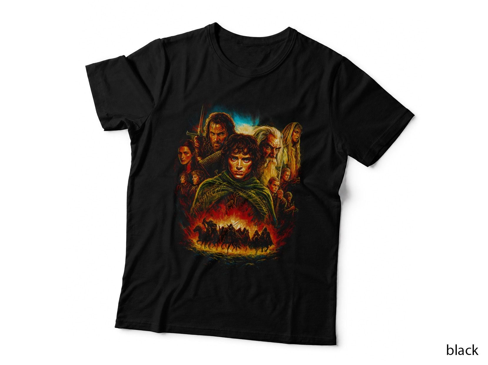Fellowship of the Ring T-Shirt, Halftone Fantasy Epic Graphic Tee