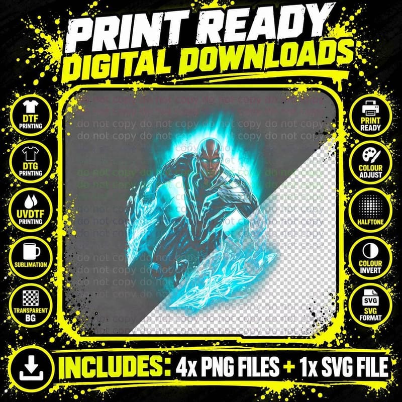 Flash T-Shirt, Halftone Electric Flash Graphic Tee Png SVG Digital Bundle