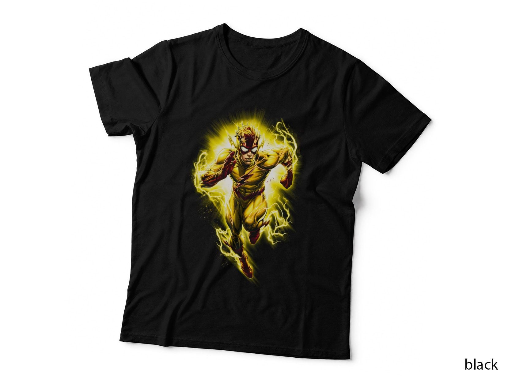 Flash T-Shirt, Halftone Golden Speed Hero Graphic Tee, Superhero Shirt