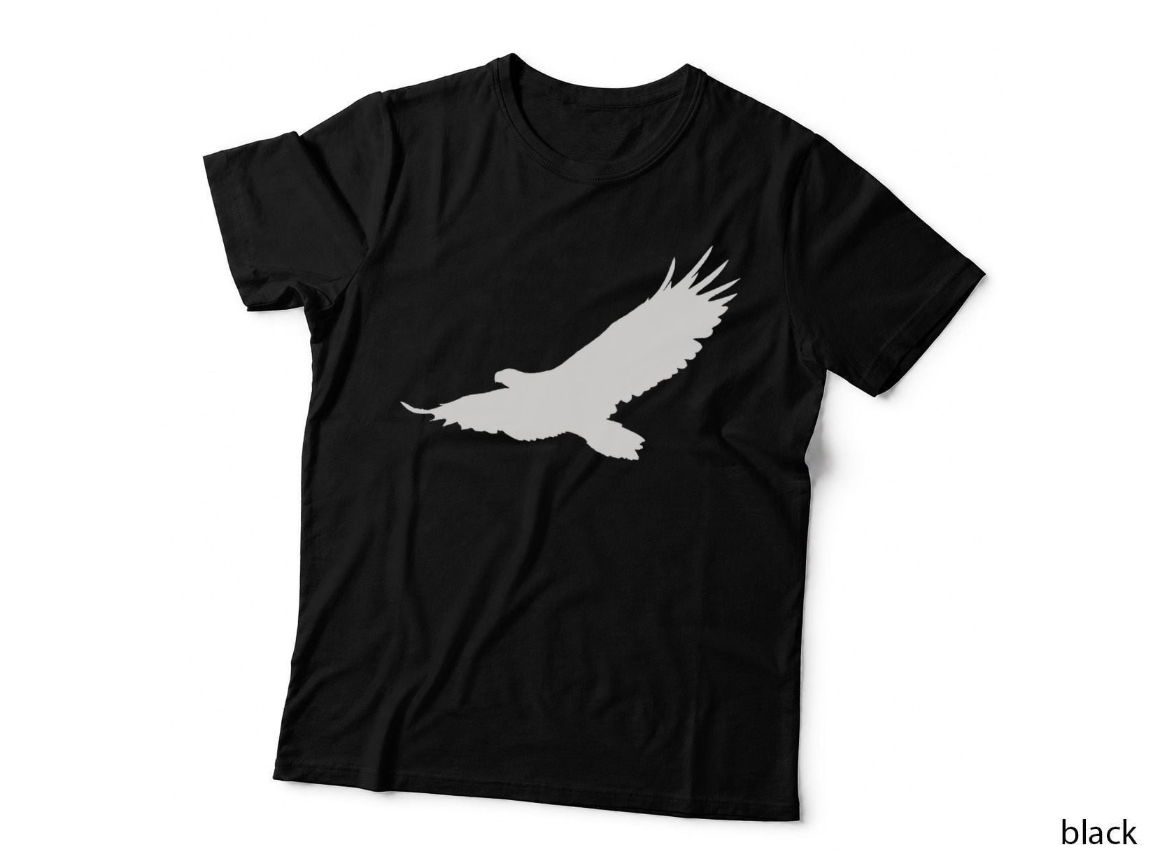 Flying Eagle Silhouette T-Shirt, Trendy Graphic Tee, Cool Design Shirt