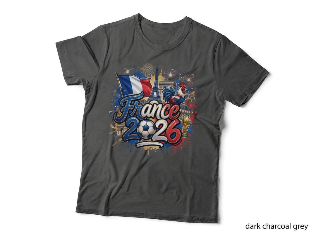 France 2026 Flag Tricolor Eiffel Tower Gallic Rooster Trophy Blue T-Shirt