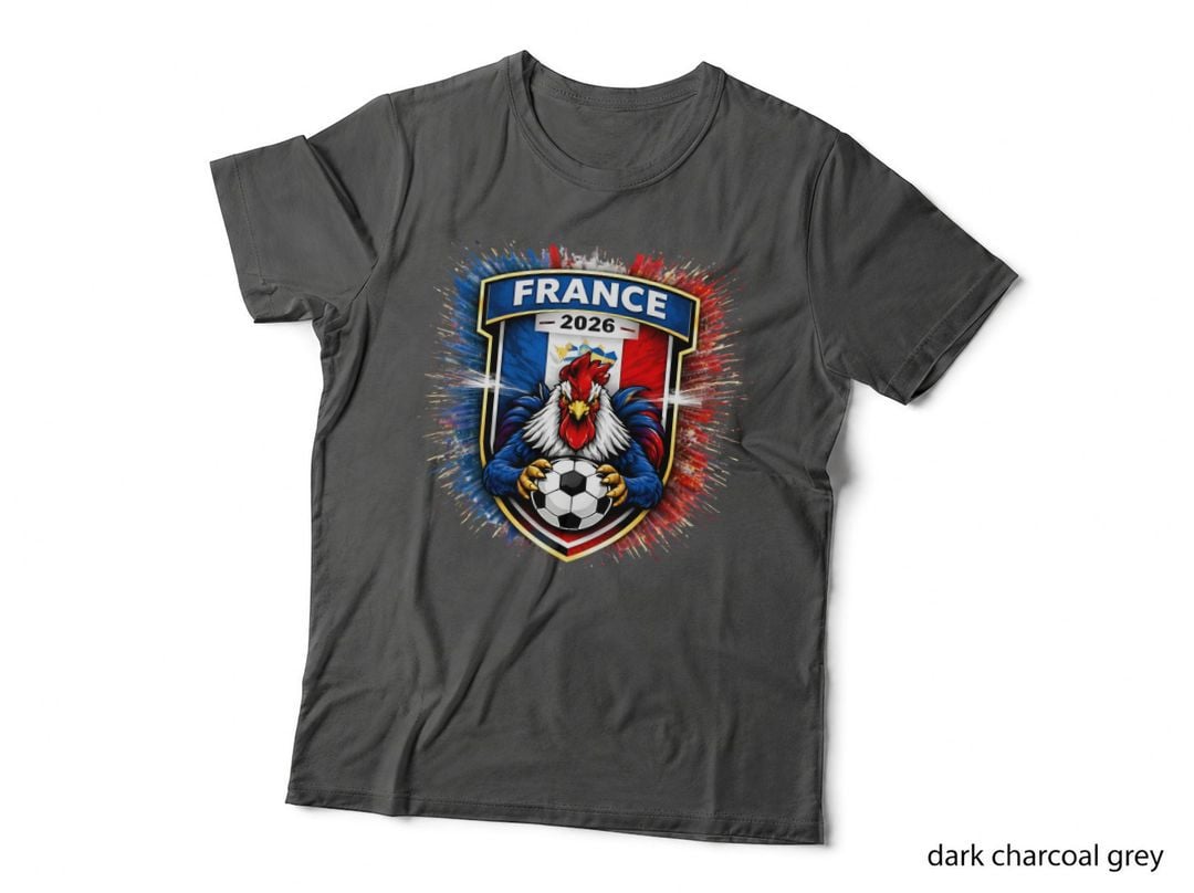 France 2026 Rooster Mascot Shield Crest Flag Splatter T-Shirt