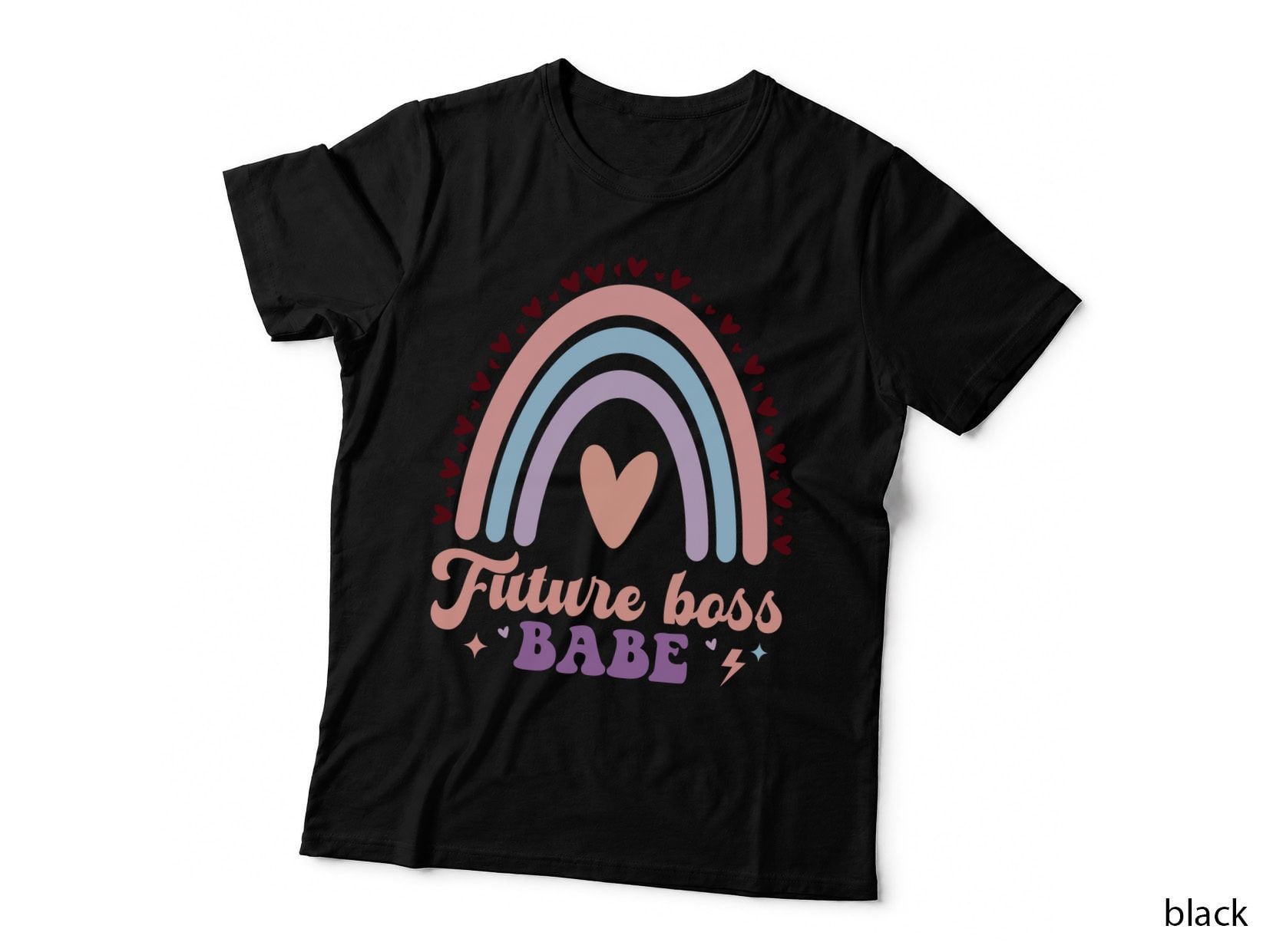 Future Boss Babe Baby T-Shirt, Rainbow Heart Illustration Graphic Tee