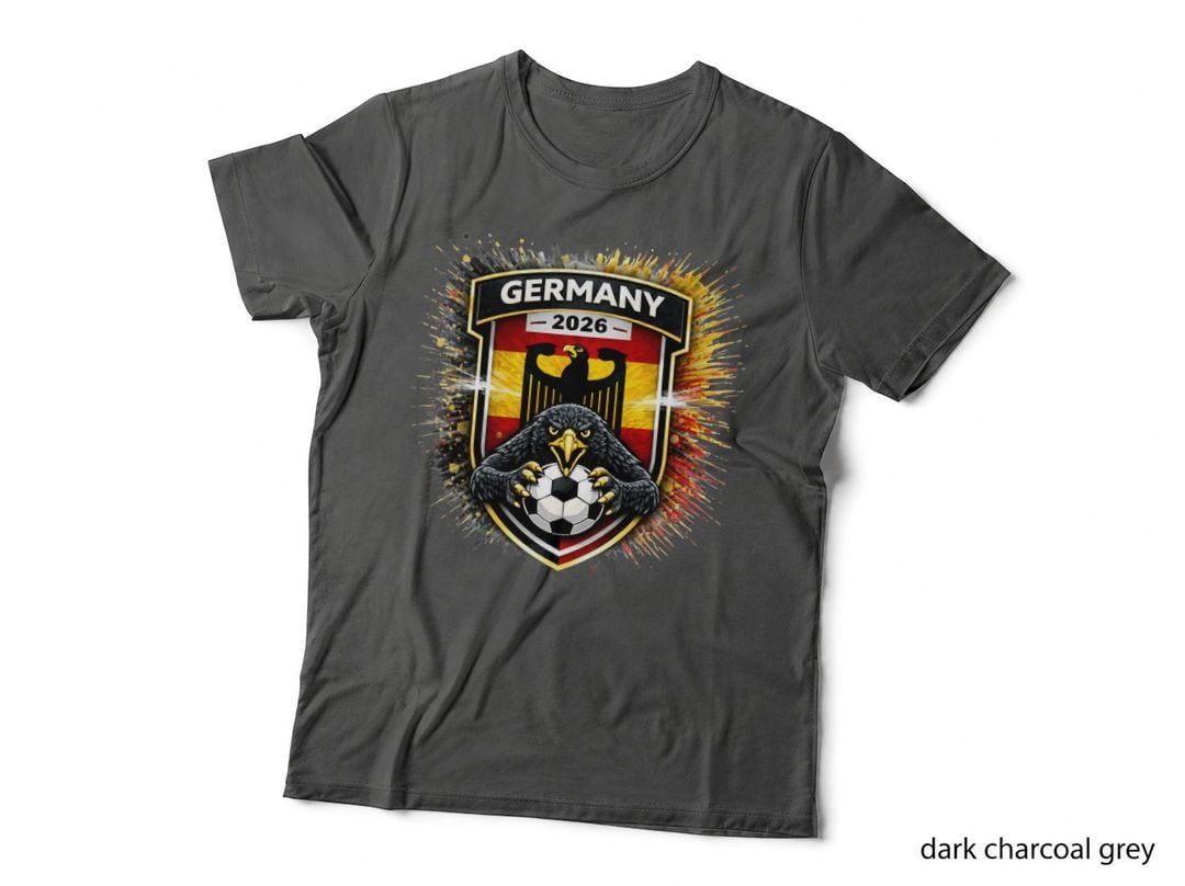Germany 2026 Eagle Mascot Shield Crest Flag Splatter T-Shirt
