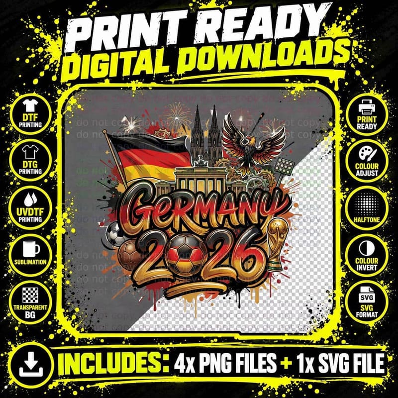 Germany 2026 Flag Cathedral Towers Brandenburg Gate Png SVG Digital Bundle