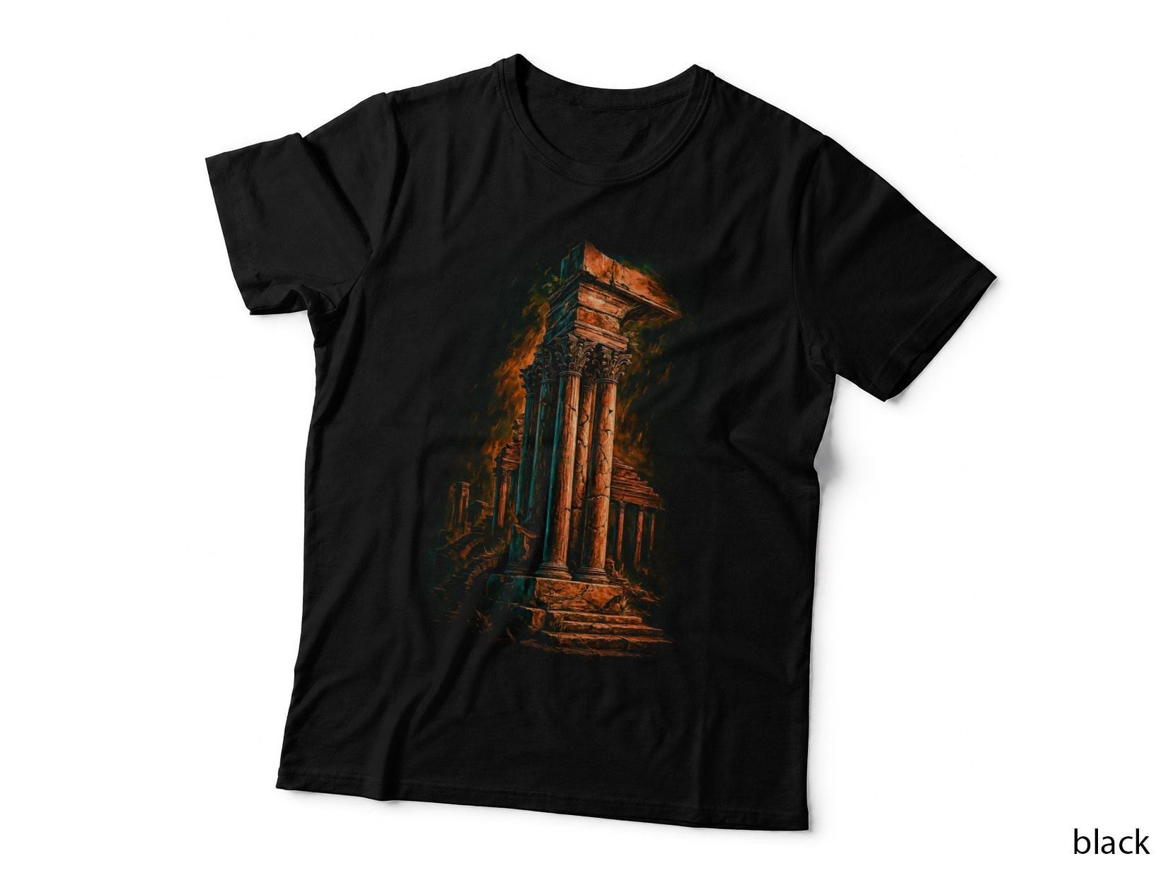 Greek Column T-Shirt, Halftone Ancient Greece Pillar Graphic Tee