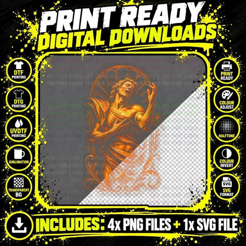 Greek Demigod Hero T-Shirt, Halftone Ancient Greek Png SVG Digital Bundle