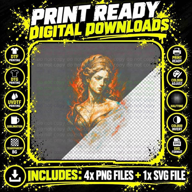 Hera T-Shirt, Halftone Greek Queen of Gods Graphic Tee Png SVG Digital Bundle