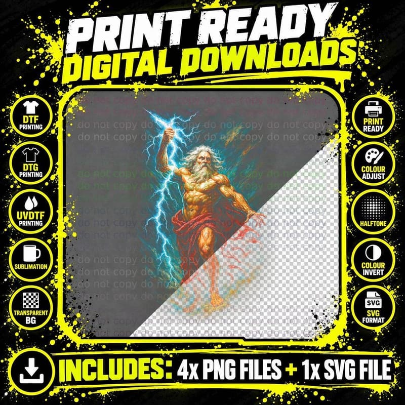 Heracles Hydra T-Shirt, Halftone Greek Hero Monster Png SVG Digital Bundle