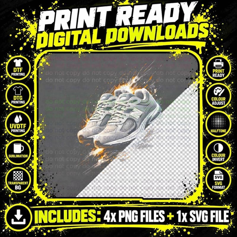 High Top Casual Sneaker T-Shirt, Halftone Sneaker Art Png SVG Digital Bundle