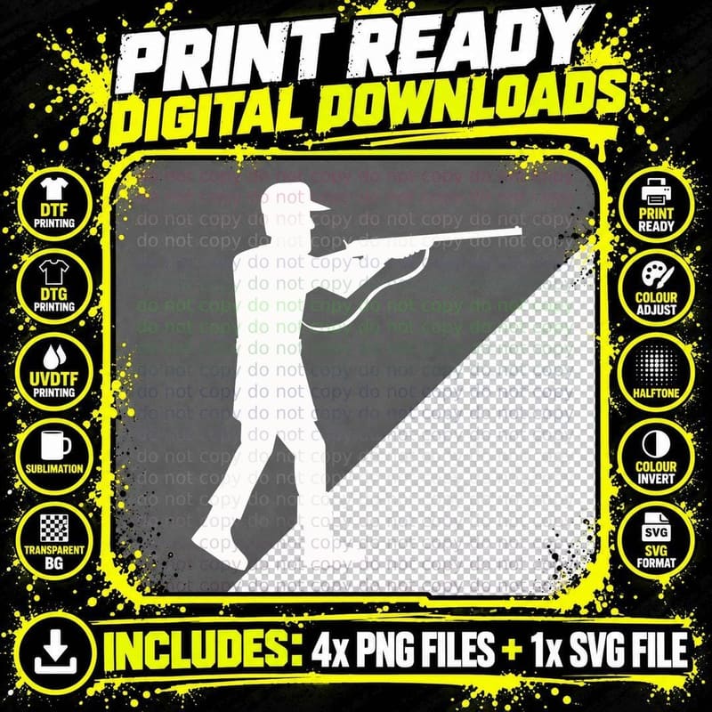 Hunter Aiming Rifle Silhouette T-Shirt Png SVG Digital Bundle