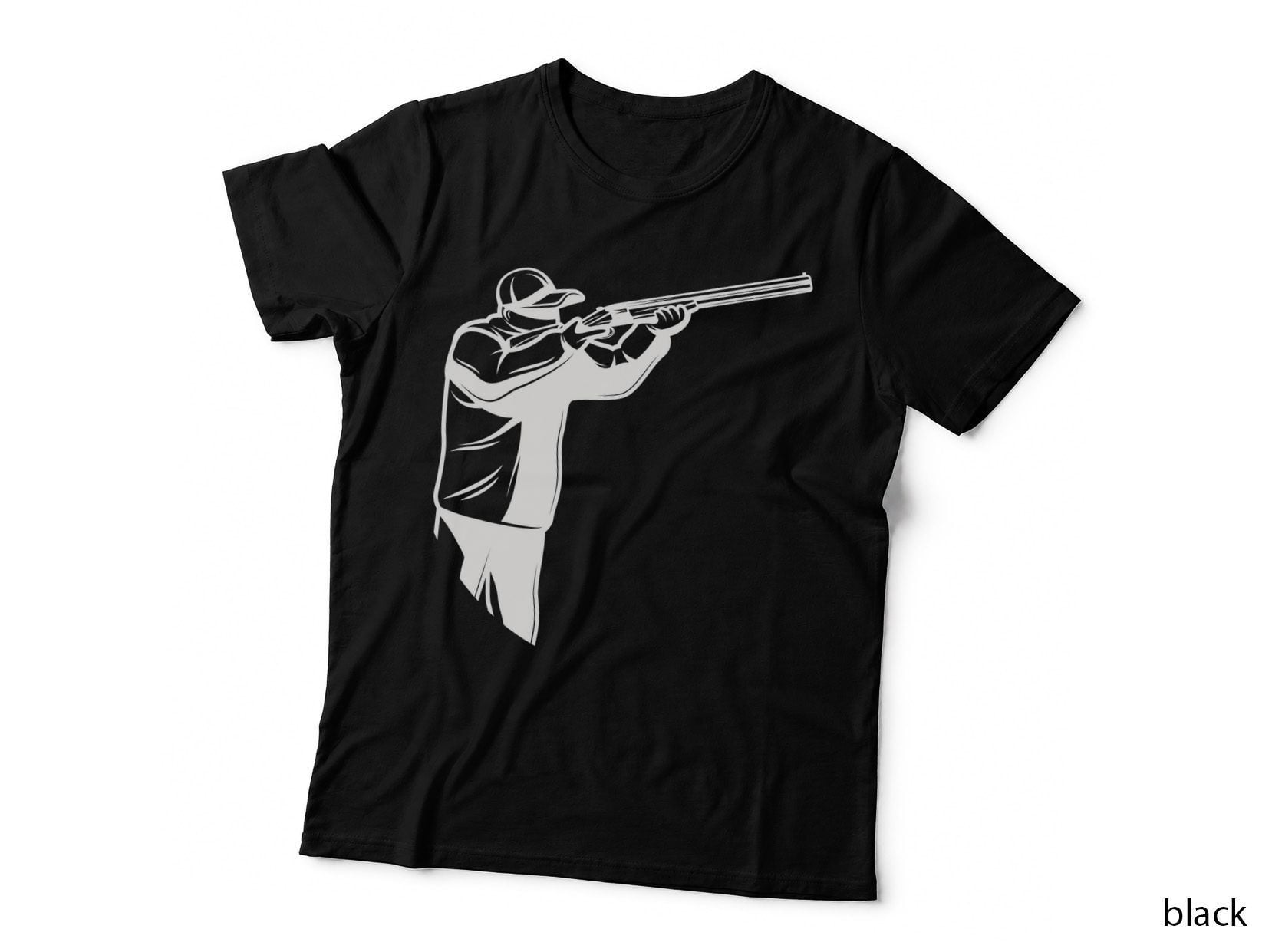 Hunter Aiming Shotgun Silhouette T-Shirt, Trendy Graphic Tee