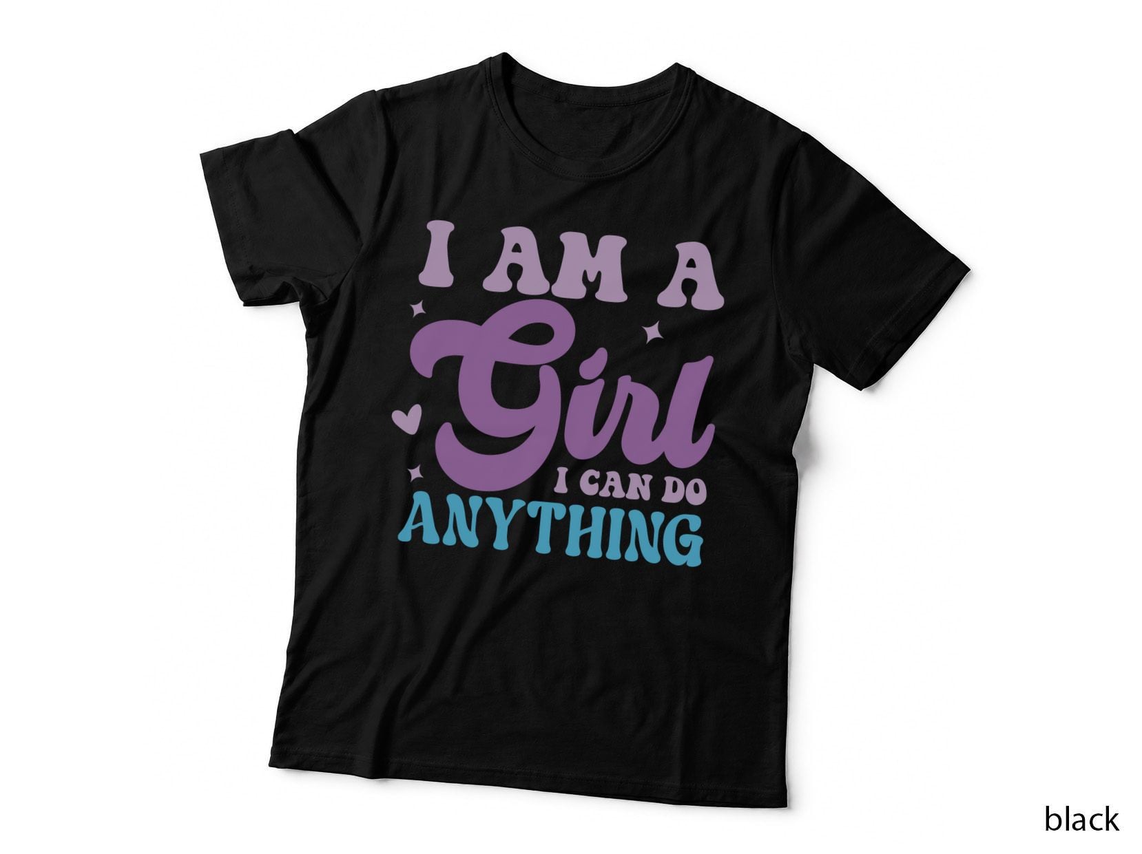 I Am a Girl I Can Do Anything Baby T-Shirt, Purple and Blue Graphic Tee Graphic