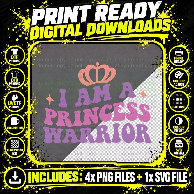 I Am a Princess Warrior Baby T-Shirt Png SVG Digital Bundle