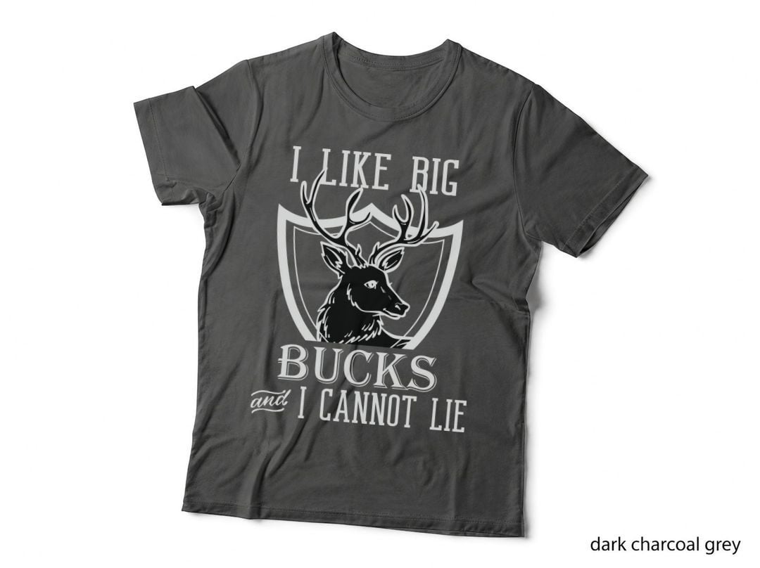 I Like Big Bucks and I Cannot Lie T-Shirt, Deer Head on Shield Background