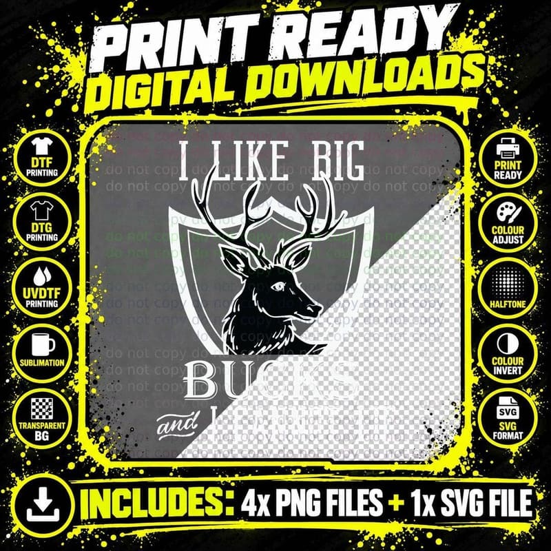 I Like Big Bucks and I Cannot Lie T-Shirt Png SVG Digital Bundle