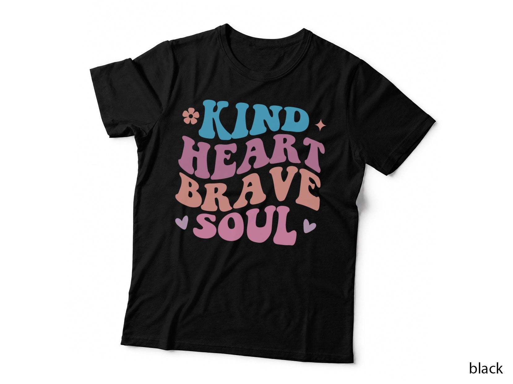 Kind Heart Brave Soul Baby T-Shirt, Pastel Hearts on Gray Background Graphic