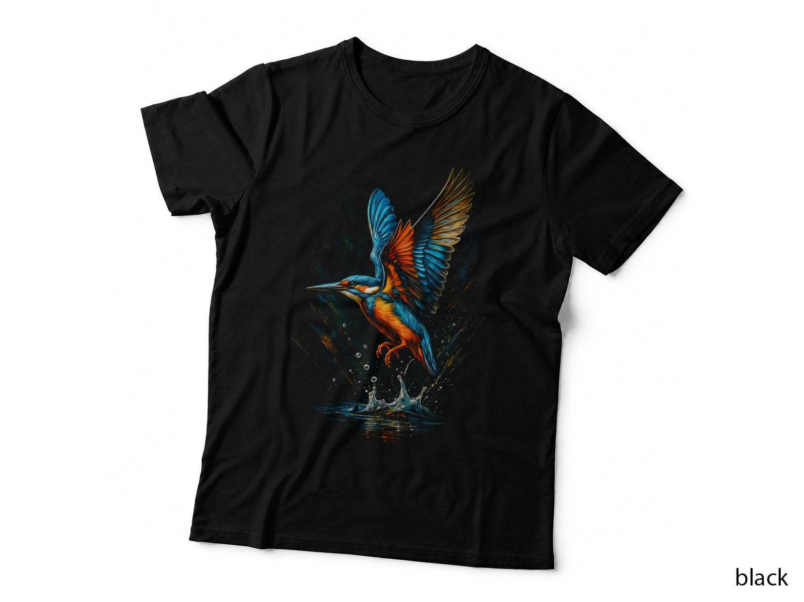 Kingfisher T-Shirt, Halftone Diving Kingfisher Graphic Tee, Birdwatching Shirt