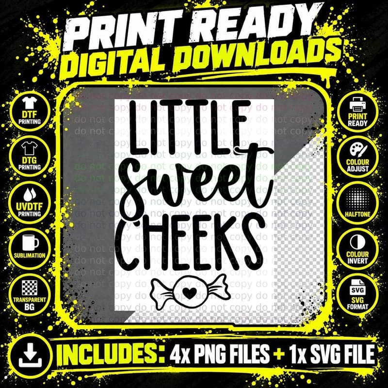 Little Sweet Cheeks Baby T-Shirt, Candy Heart Png SVG Digital Bundle