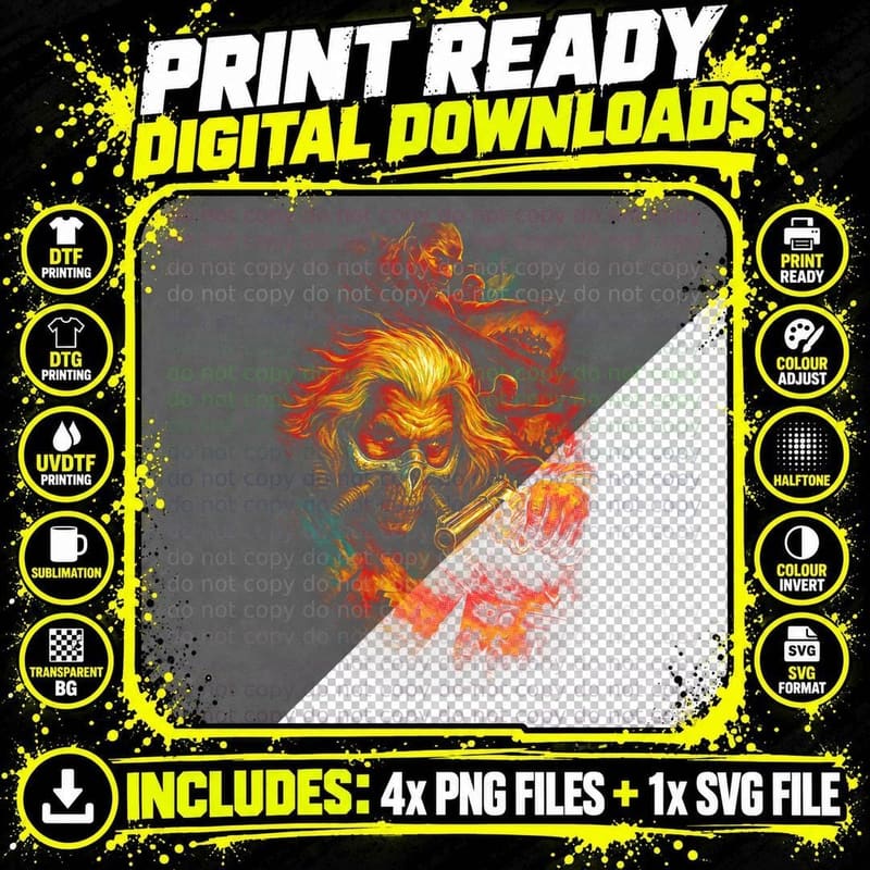 Mad Max Warlord T-Shirt, Halftone Wasteland Action Png SVG Digital Bundle