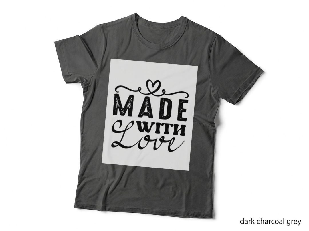 Made with Love T-Shirt, Handwritten Heart Art Graphic Tee, Cool Design Shirt