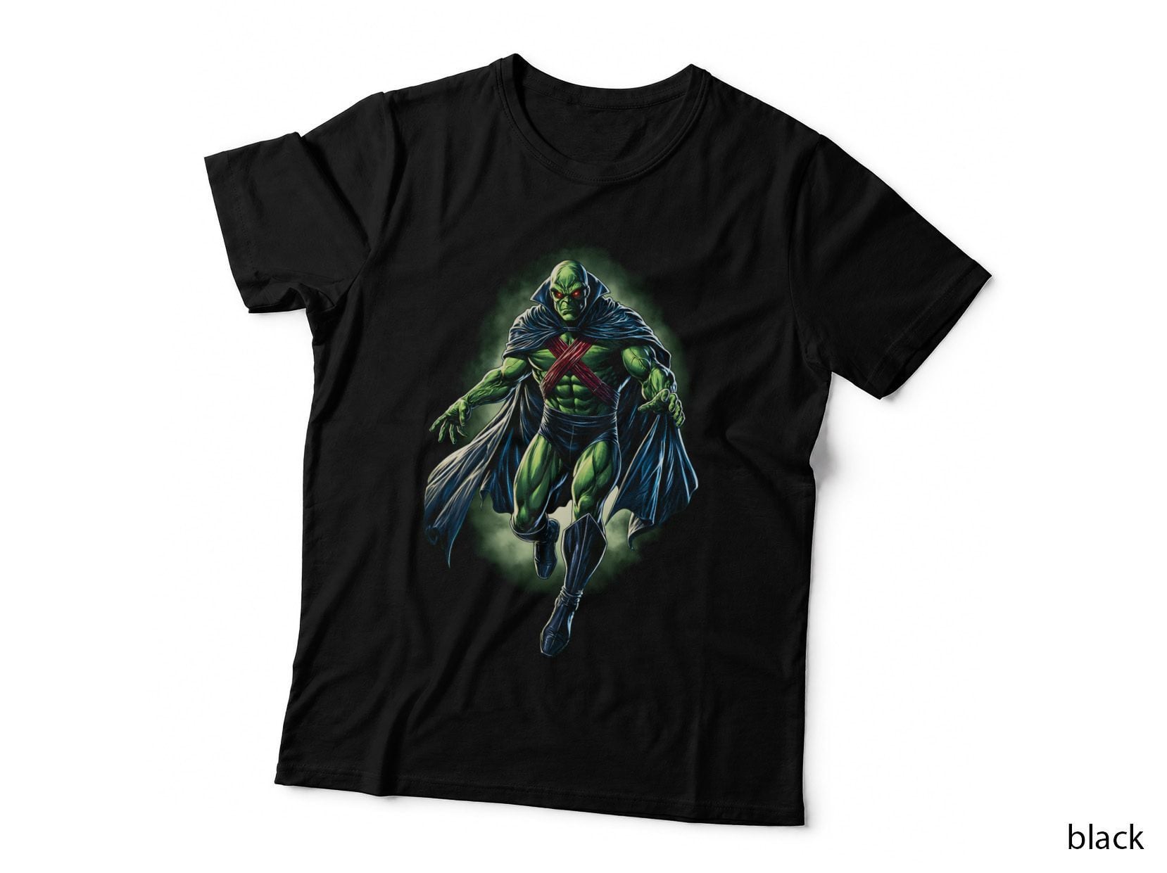 Martian Manhunter T-Shirt, Halftone Green Martian Hero Graphic Tee
