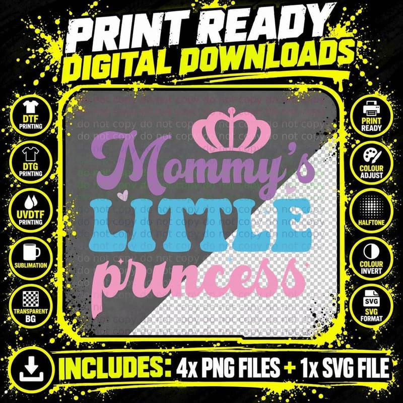 Mommy's Little Princess Baby T-Shirt Png SVG Digital Bundle