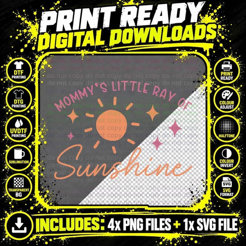 Mommy's Little Ray of Sunshine Baby T-Shirt Png SVG Digital Bundle
