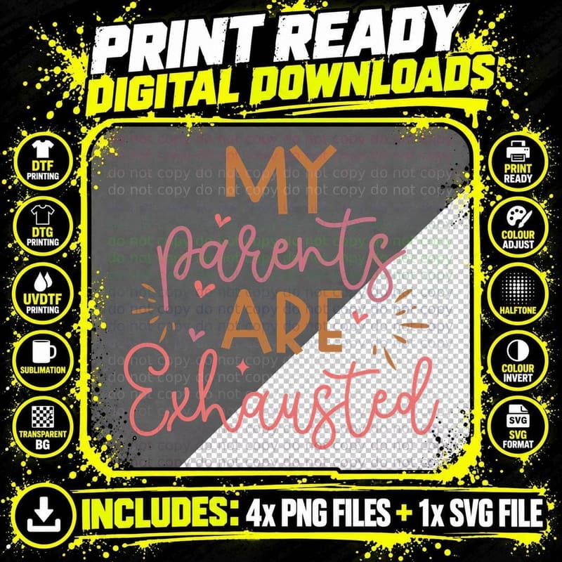 My Parents Are Exhausted Baby T-Shirt Png SVG Digital Bundle