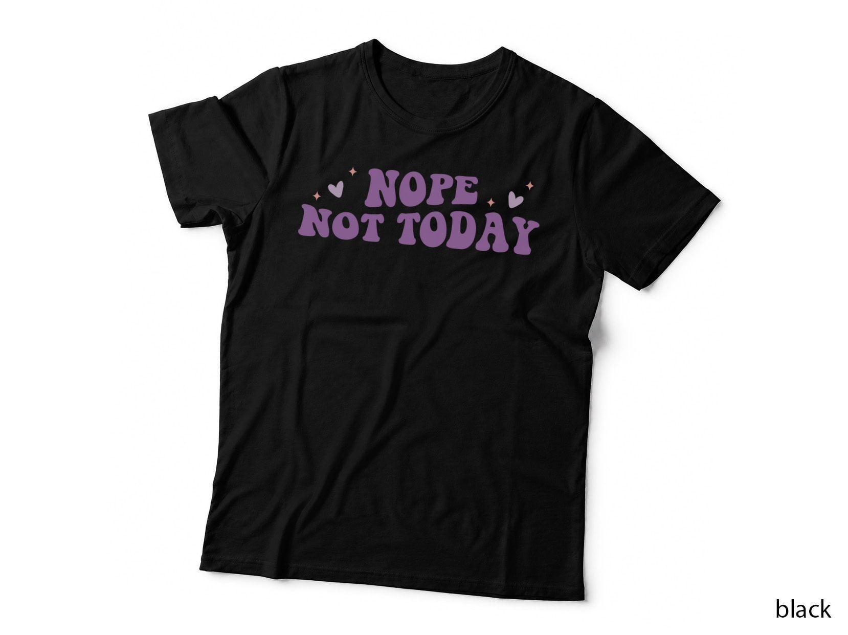 Nope Not Today Baby T-Shirt, Purple Hearts on Gray Background Graphic Tee