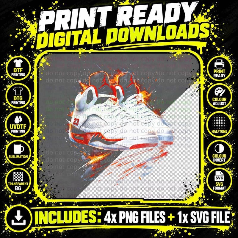 Number Emblem High Top Sneaker T-Shirt Png SVG Digital Bundle