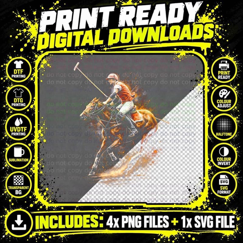 Polo Player Swing T-Shirt, Halftone Old Money Luxury Png SVG Digital Bundle