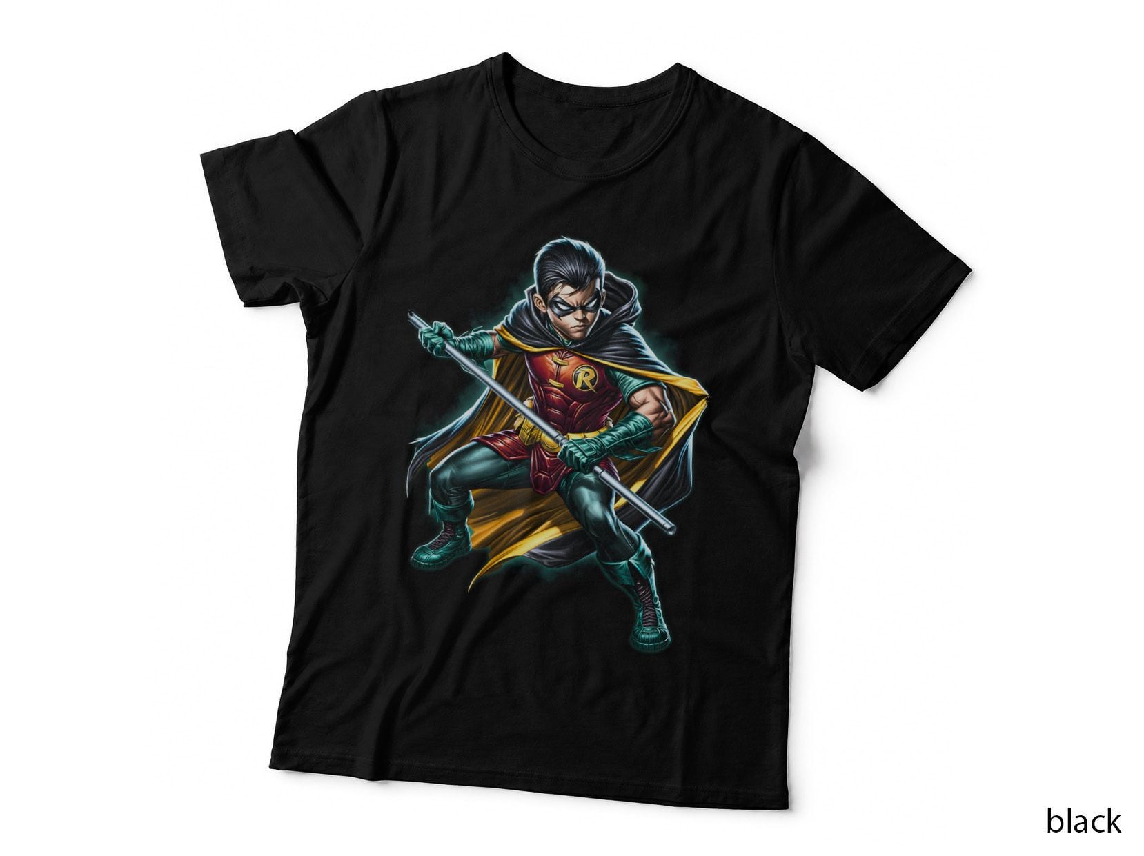 Robin T-Shirt, Halftone Red Gold Robin Graphic Tee, Comic Book Shirt