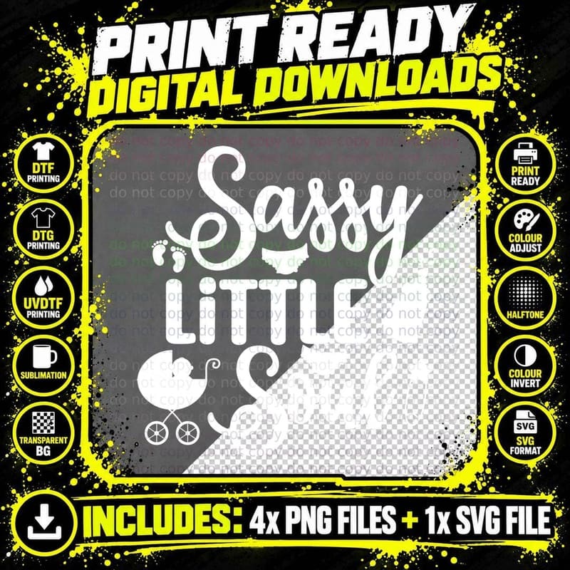 Sassy Little Soul Baby T-Shirt, Baby Accessories Png SVG Digital Bundle