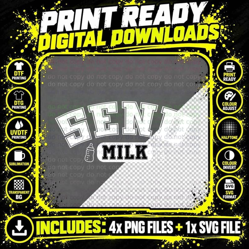 Send Milk T-Shirt, Baby Bottles on a Gray Background Png SVG Digital Bundle