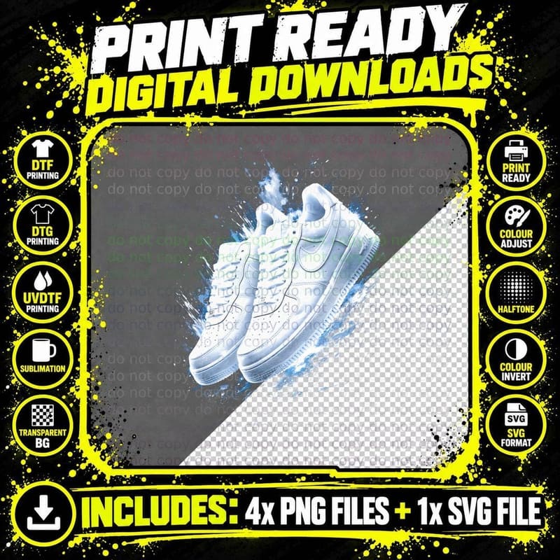 Splash Paint Court Sneaker T-Shirt Png SVG Digital Bundle