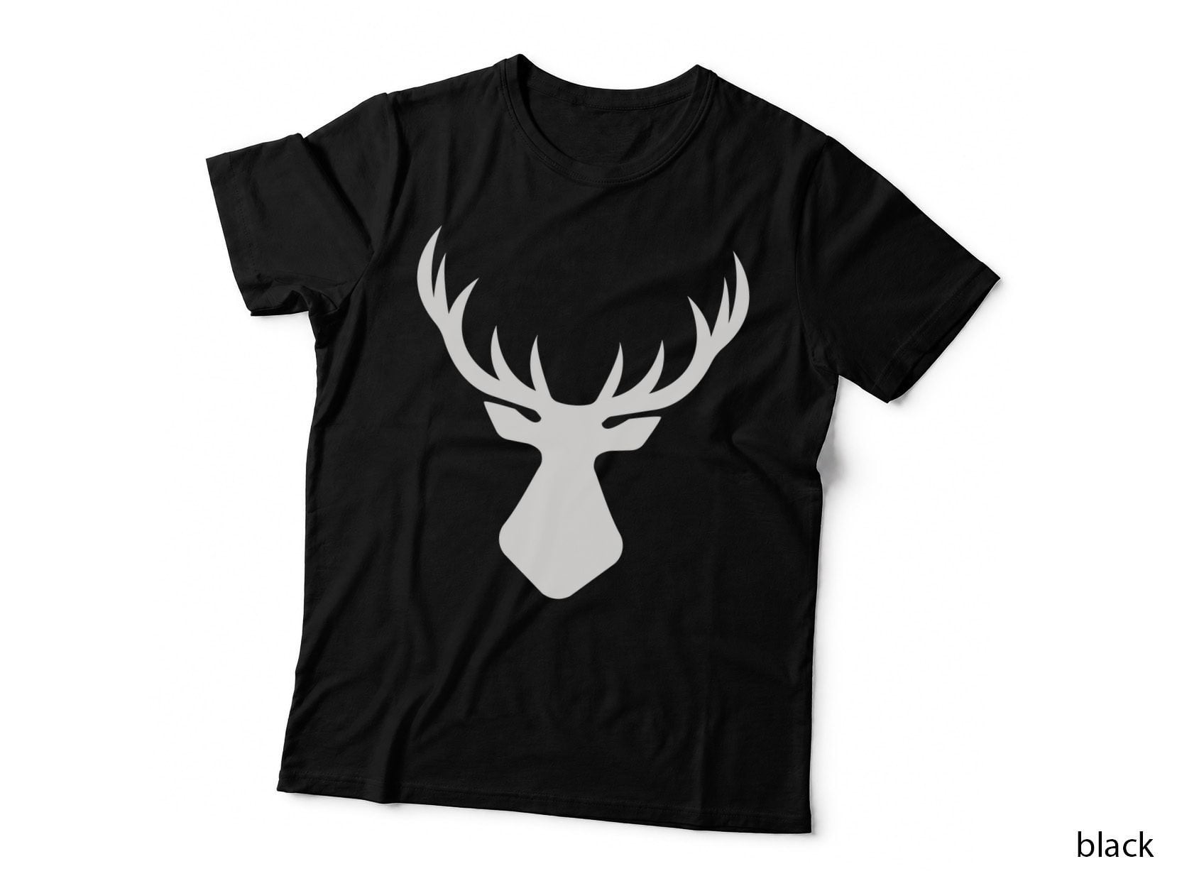 Stag Head Silhouette Art T-Shirt, Trendy Graphic Tee, Cool Design Shirt