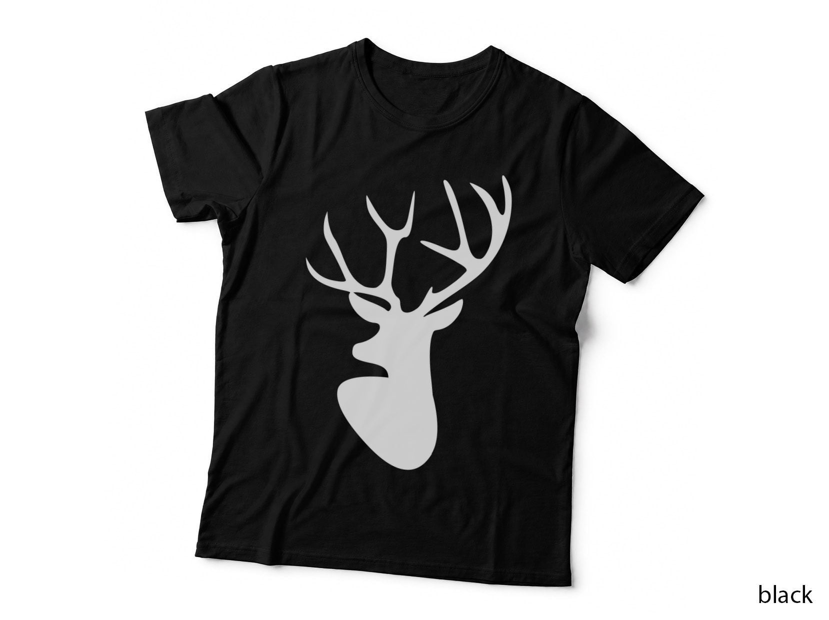 Stag Head Silhouette Art T-Shirt, Trendy Graphic Tee, Novelty Gift Shirt