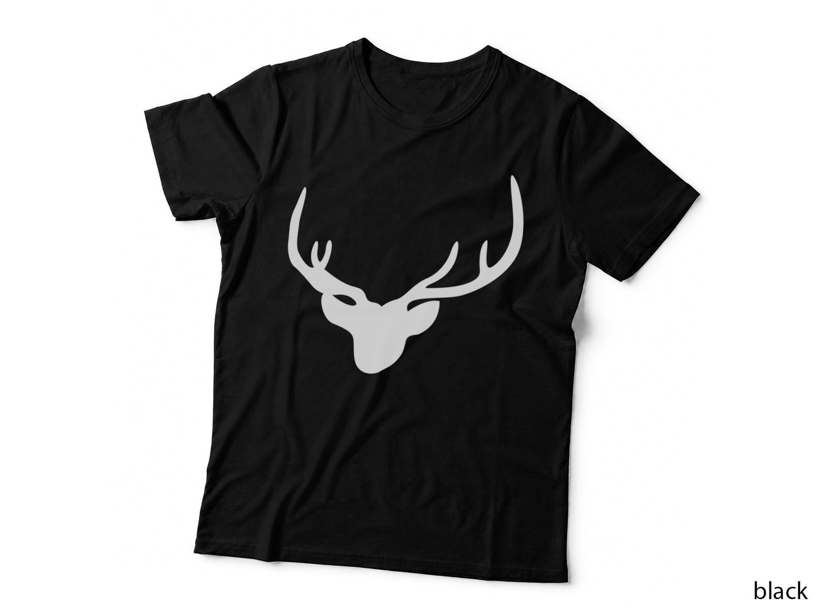 Stag Head Silhouette Print T-Shirt, Trendy Graphic Tee, Trendy Graphic Shirt