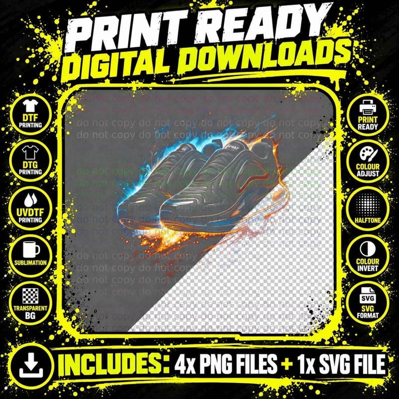 Striped Running Shoe T-Shirt, Halftone Sneaker Art Png SVG Digital Bundle