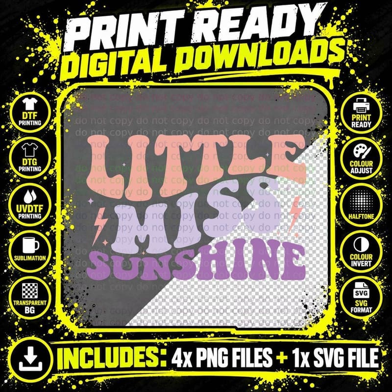 Sunshine Baby T-Shirt, Pastel Lightning Bolts on Gray Png SVG Digital Bundle