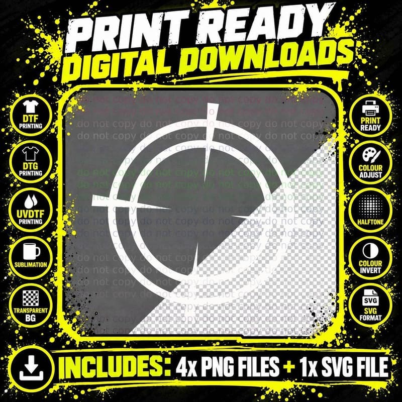 Target Crosshair Silhouette T-Shirt, Trendy Graphic Tee Png SVG Digital Bundle